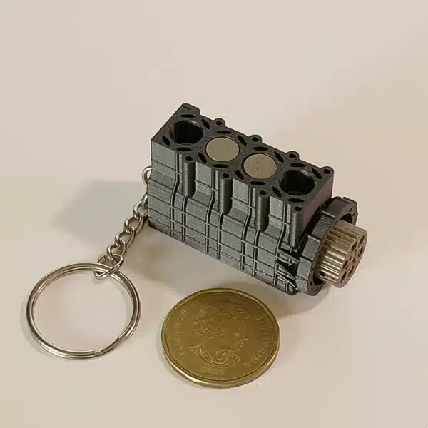 Automotive Accessories 4 Cylinder Engine Keychain - Black & Gold