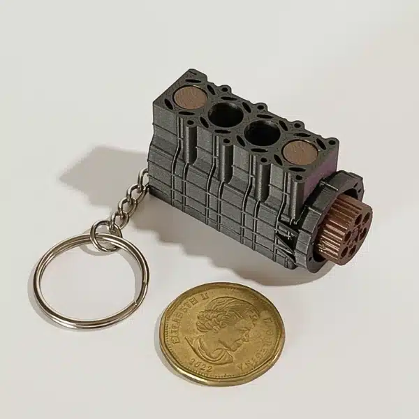 Automotive Accessories 4 Cylinder Engine Keychain - Black & Bronze