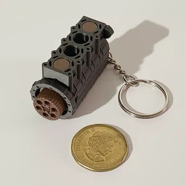 Automotive Accessories 4 Cylinder Engine Keychain - Black & Bronze