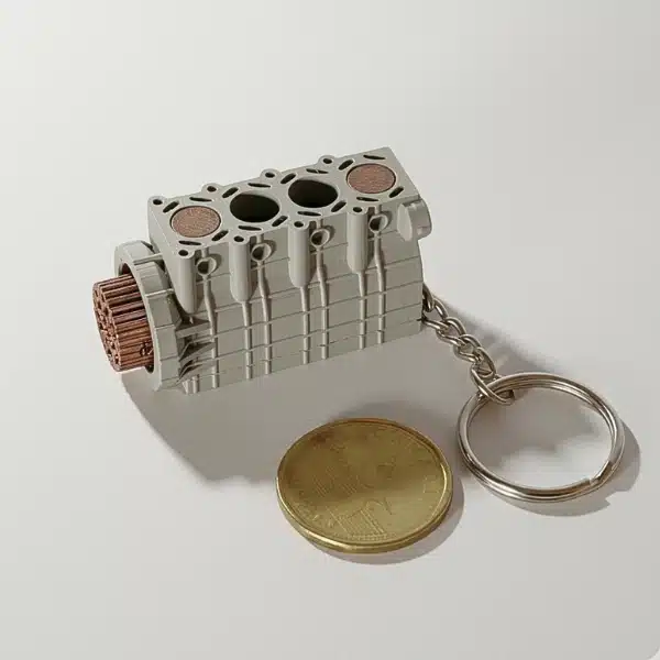 Automotive Accessories 4 Cylinder Engine Keychain - Grey & Bronze