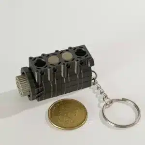 Automotive Accessories 4 Cylinder Engine Keychain - Black & Gold