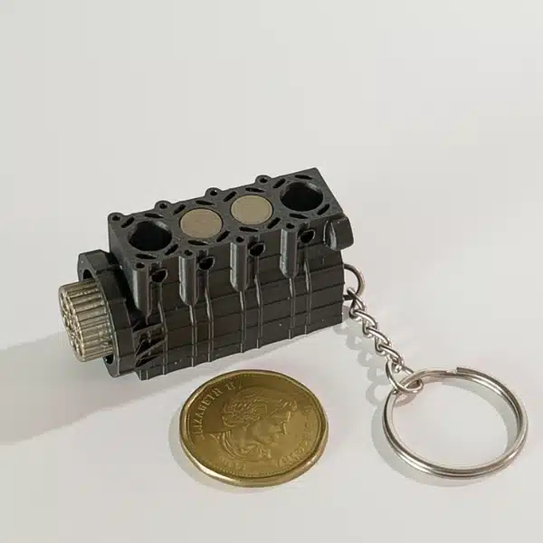 Automotive Accessories 4 Cylinder Engine Keychain - Black & Gold