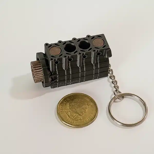 Automotive Accessories 4 Cylinder Engine Keychain - Black & Bronze