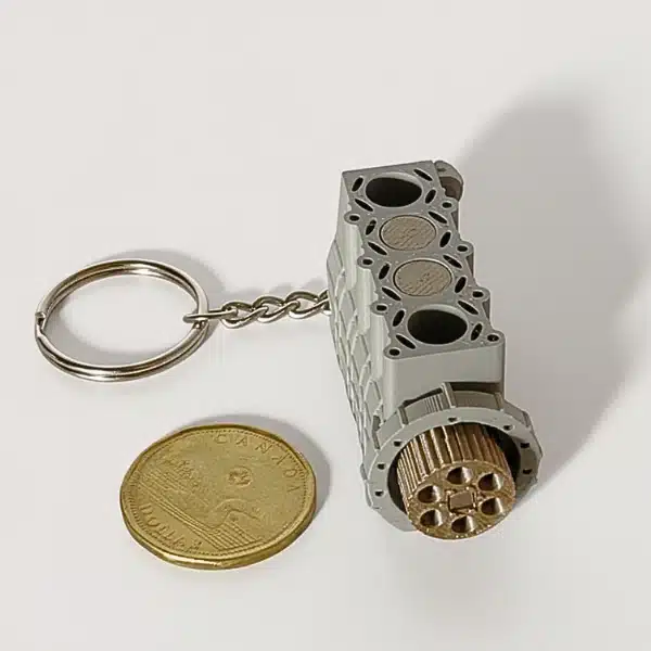 Automotive Accessories 4 Cylinder Engine Keychain - Grey & Gold