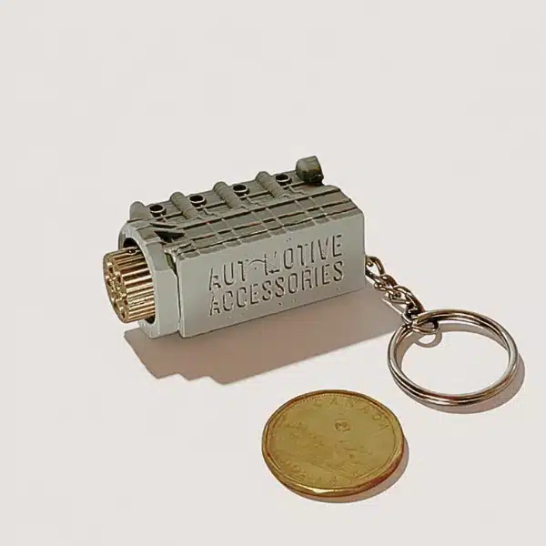 Automotive Accessories 4 Cylinder Engine Keychain - Grey & Gold