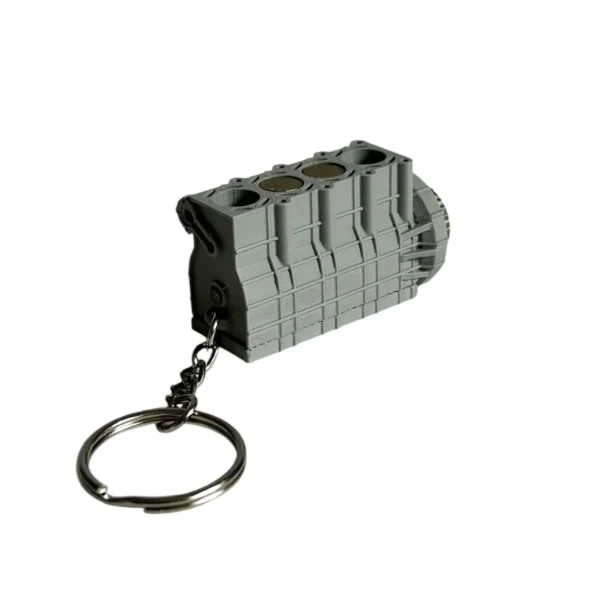 Automotive Accessories Engine Keychain w/ Moving Pistons - Grey Block - Iridium Gold Pistons