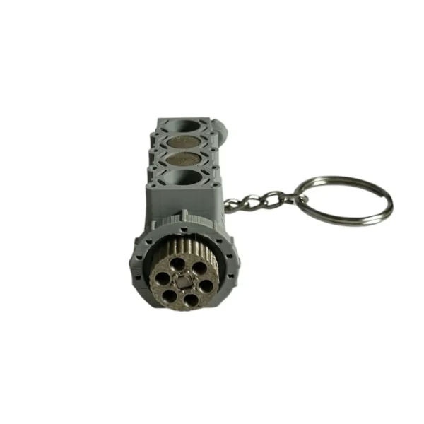 Automotive Accessories Engine Keychain w/ Moving Pistons - Grey Block - Iridium Gold Pistons
