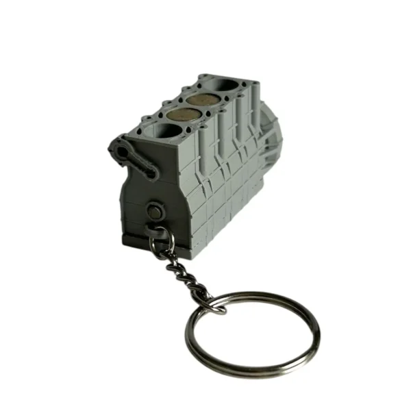Automotive Accessories Engine Keychain w/ Moving Pistons - Grey Block - Iridium Gold Pistons
