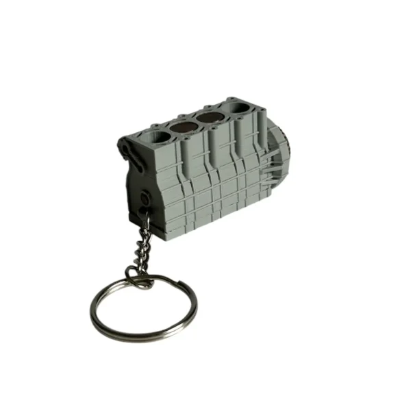 Automotive Accessories Engine Keychain w/ Moving Pistons - Grey Block - Copper Bronze Pistons