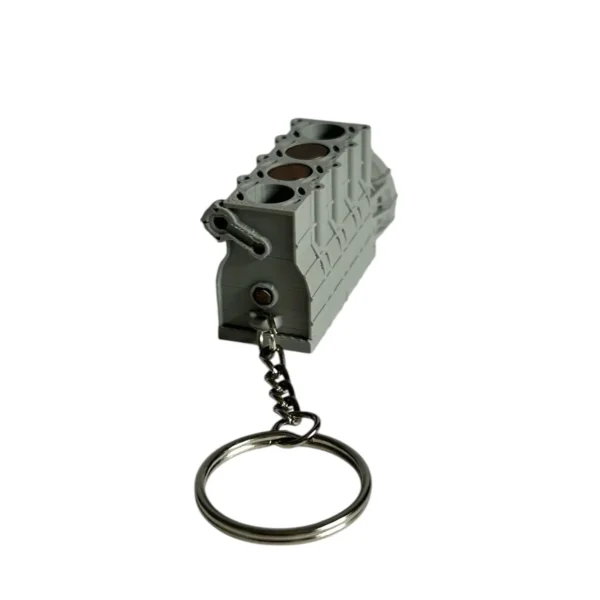 Automotive Accessories Engine Keychain w/ Moving Pistons - Grey Block - Copper Bronze Pistons