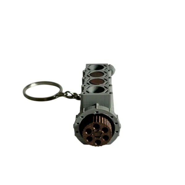 Automotive Accessories Engine Keychain w/ Moving Pistons - Grey Block - Copper Bronze Pistons