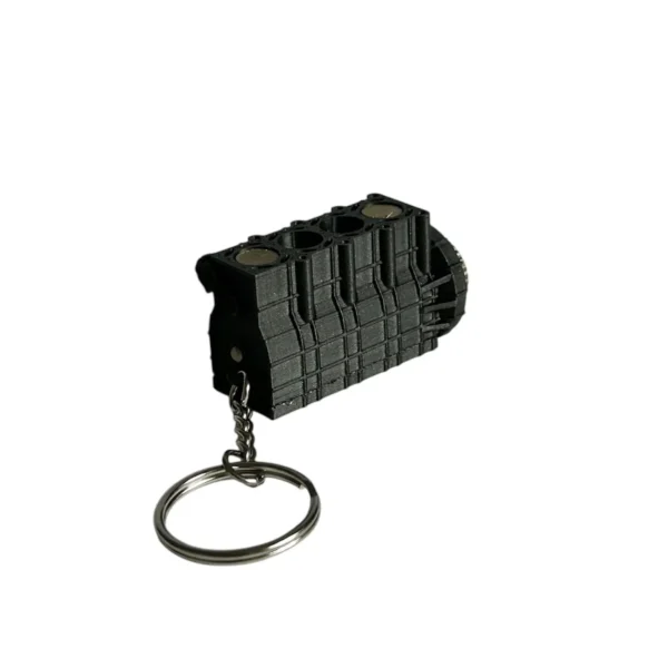 Automotive Accessories Engine Keychain w/ Moving Pistons - Black Block - Iridium Gold Pistons