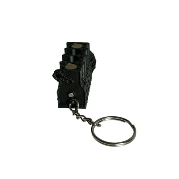Automotive Accessories Engine Keychain w/ Moving Pistons - Black Block - Iridium Gold Pistons
