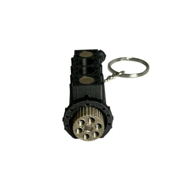 Automotive Accessories Engine Keychain w/ Moving Pistons - Black Block - Iridium Gold Pistons