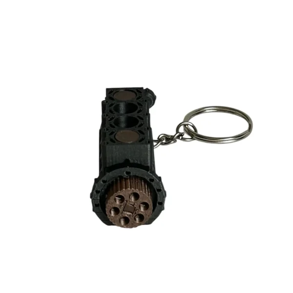 Automotive Accessories Engine Keychain w/ Moving Pistons - Grey Block - Copper Bronze Pistons