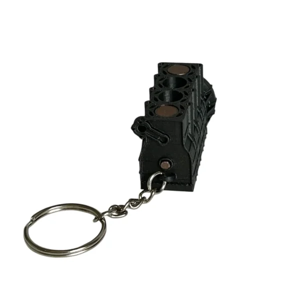 Automotive Accessories Engine Keychain w/ Moving Pistons - Grey Block - Copper Bronze Pistons