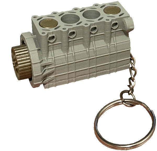 Automotive Accessories 4 Cylinder Keychain with Moving Pistons GIF
