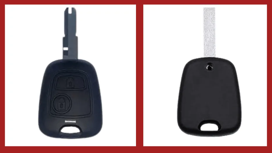 Classic car key with fixed blade showing front and back design