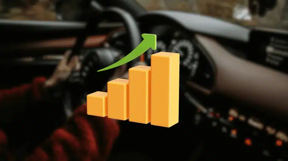 Dashboard view with upward graph showing improved car key battery performance.