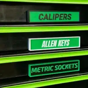 Automotive Accessories Custom Magnetic Drawer Labels In Different Green Colours