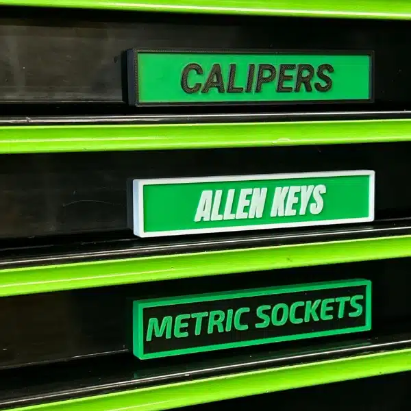 Automotive Accessories Custom Magnetic Drawer Labels In Different Green Colours